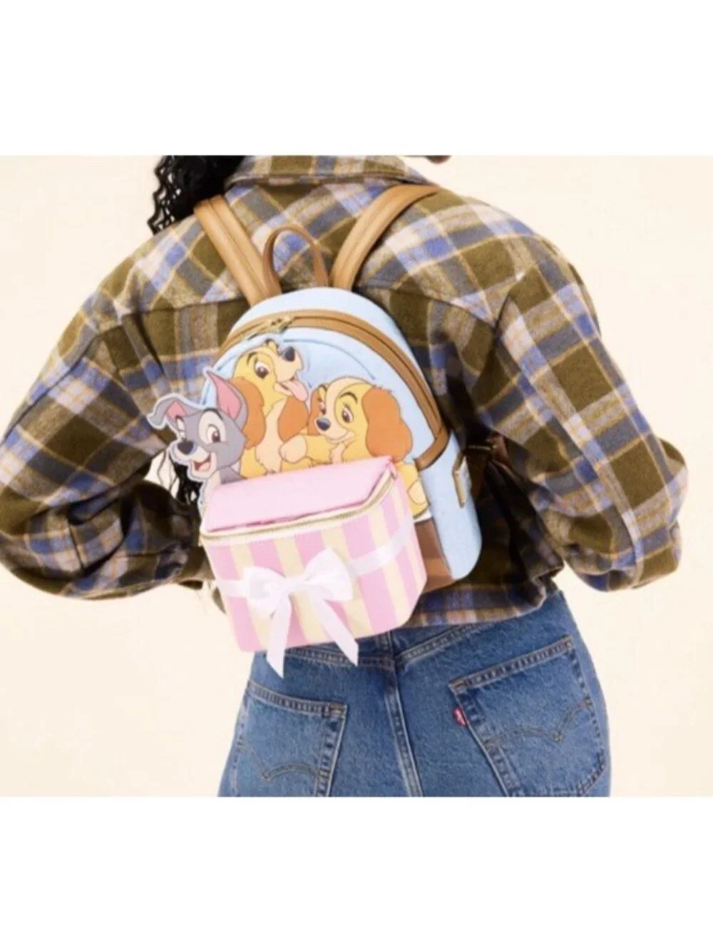 Loungefly Disney Lady and the Tramp Puppies Pop Up Bow Gift Mini Backpack NWT